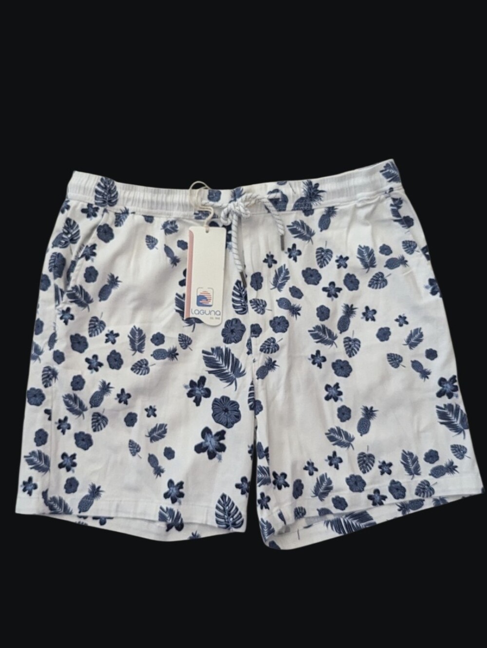 Laguna Spring Tide Stretch Twill Shorts Blue Floral Mens Size XL  7" Inseam  NEW